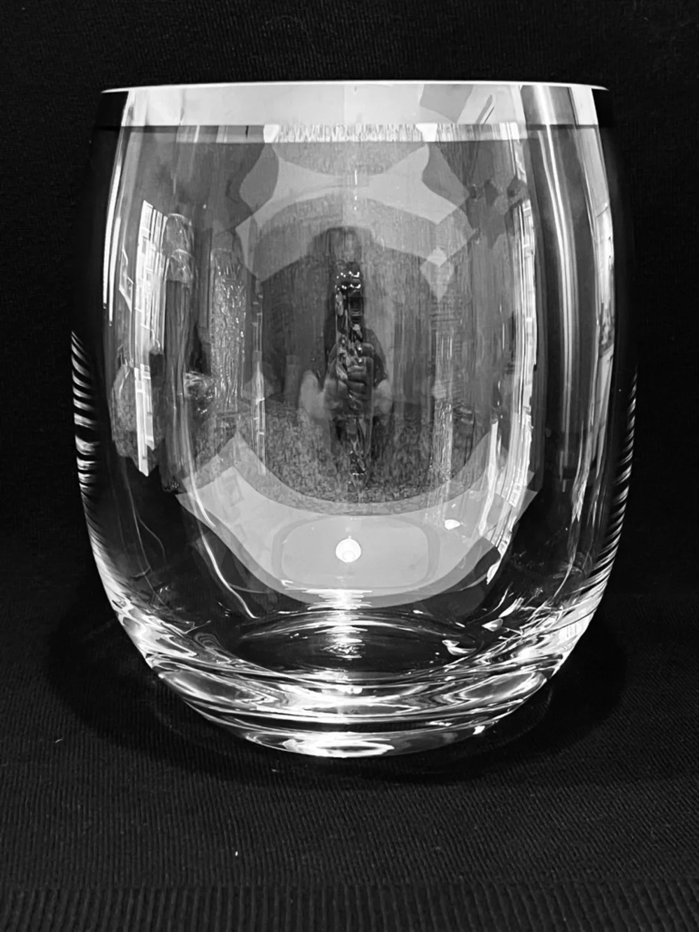 Crate & Barrel Crystal Vase or Champagne Basket Platinum Rim 8.25” Poland